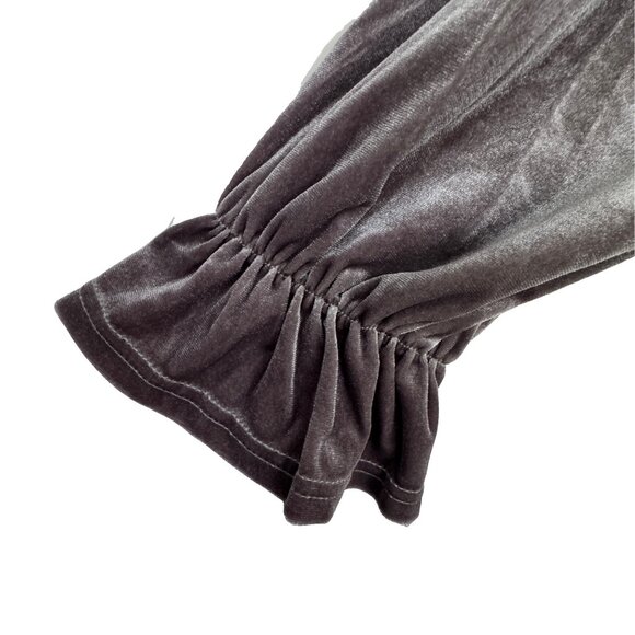 Umgee GRAY Silver Pewter 3X Velvet Smocked Ruching Blouse - Picture 4 of 12